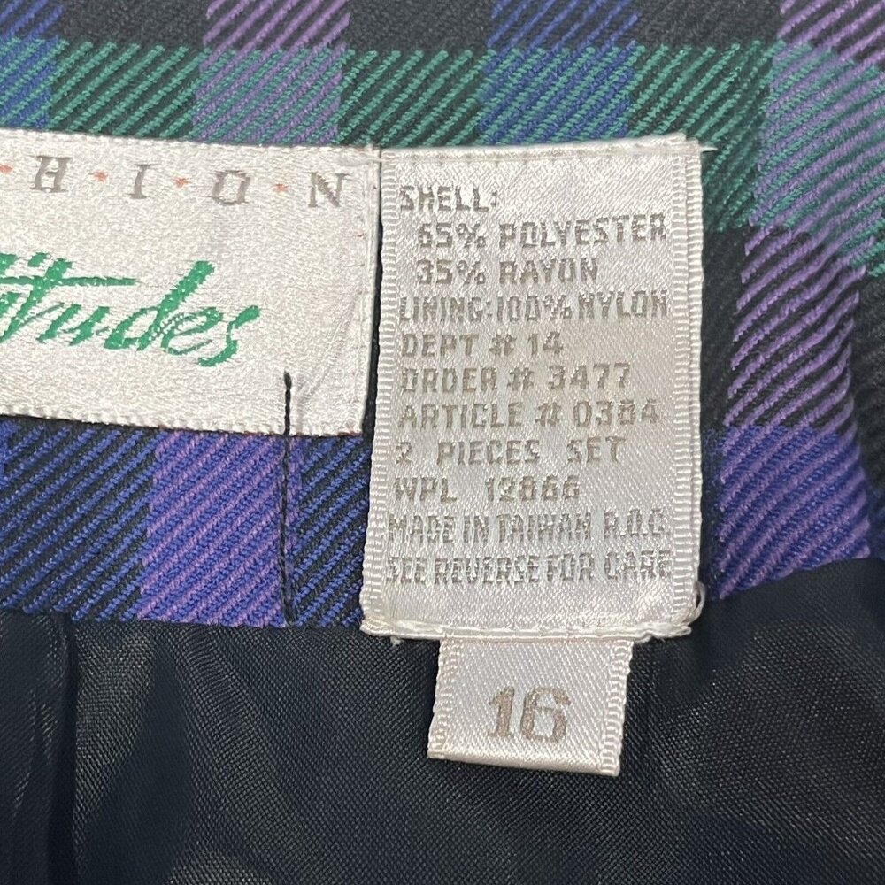 Vintage Fashion Attitudes Bright Plaid Polyester Blend Blazer Women 16 (Large) - Picture 9 of 15